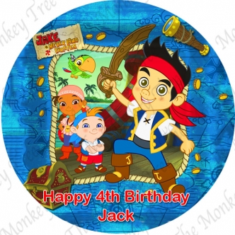 Jake Neverland Pirates Birthday party edible cake image topper