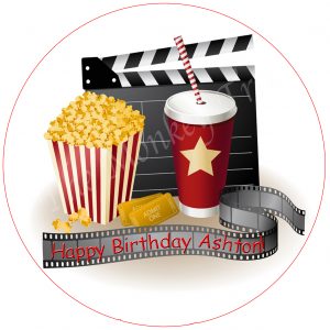 movie party popcorn edible image fondant cake