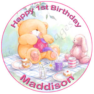 teddy bear picnic edible cake images topper 1st birthday