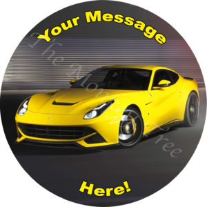 Ferrari f12 yellow car edible icing image cake topper birthday fast car