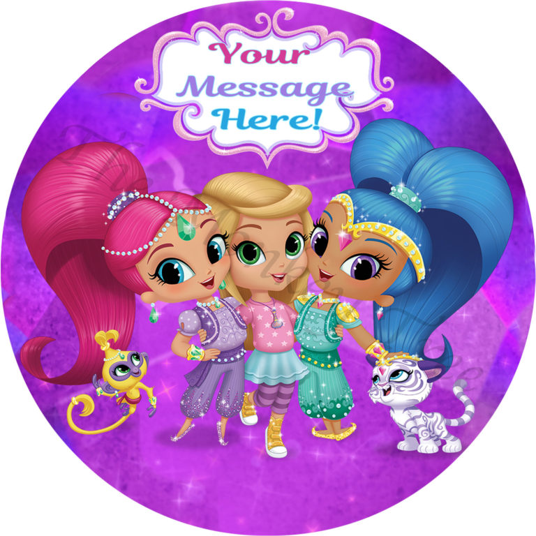 Shimmer and Shine Edible Cake Image circle 2 - can be personalised ...