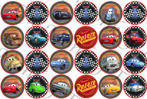 Disney cars lightning McQueen edible fondant cupcake topper image birthday racing car