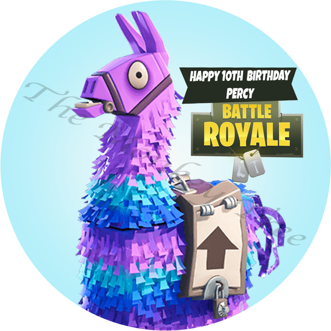 Fortnite Llama Edible Cake Image Topper can be personalised! The