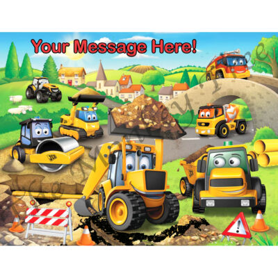 digger construction edible cake image jcb dump truck