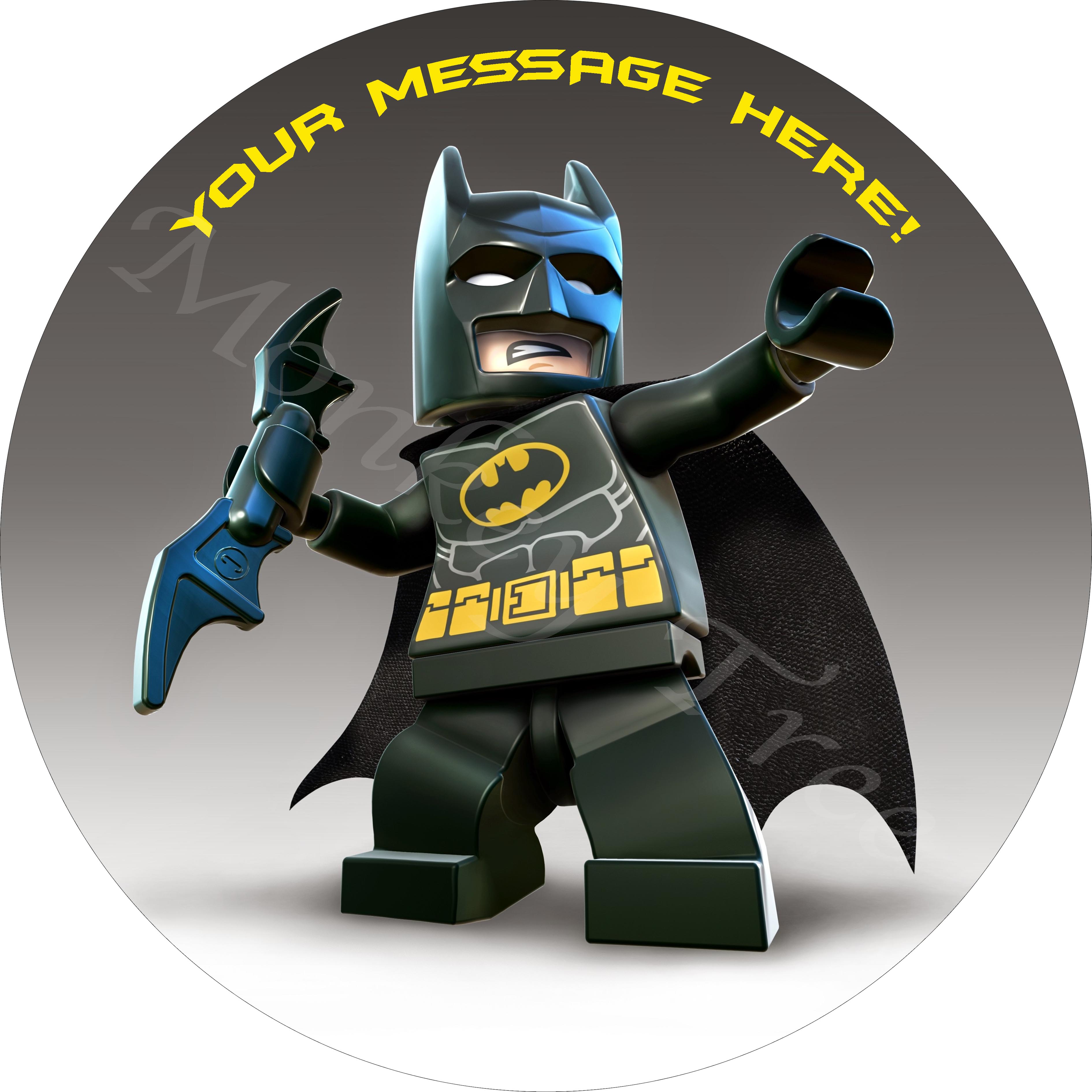 Lego Batman Round Edible Cake Image Topper - can be personalised! - The  Monkey Tree