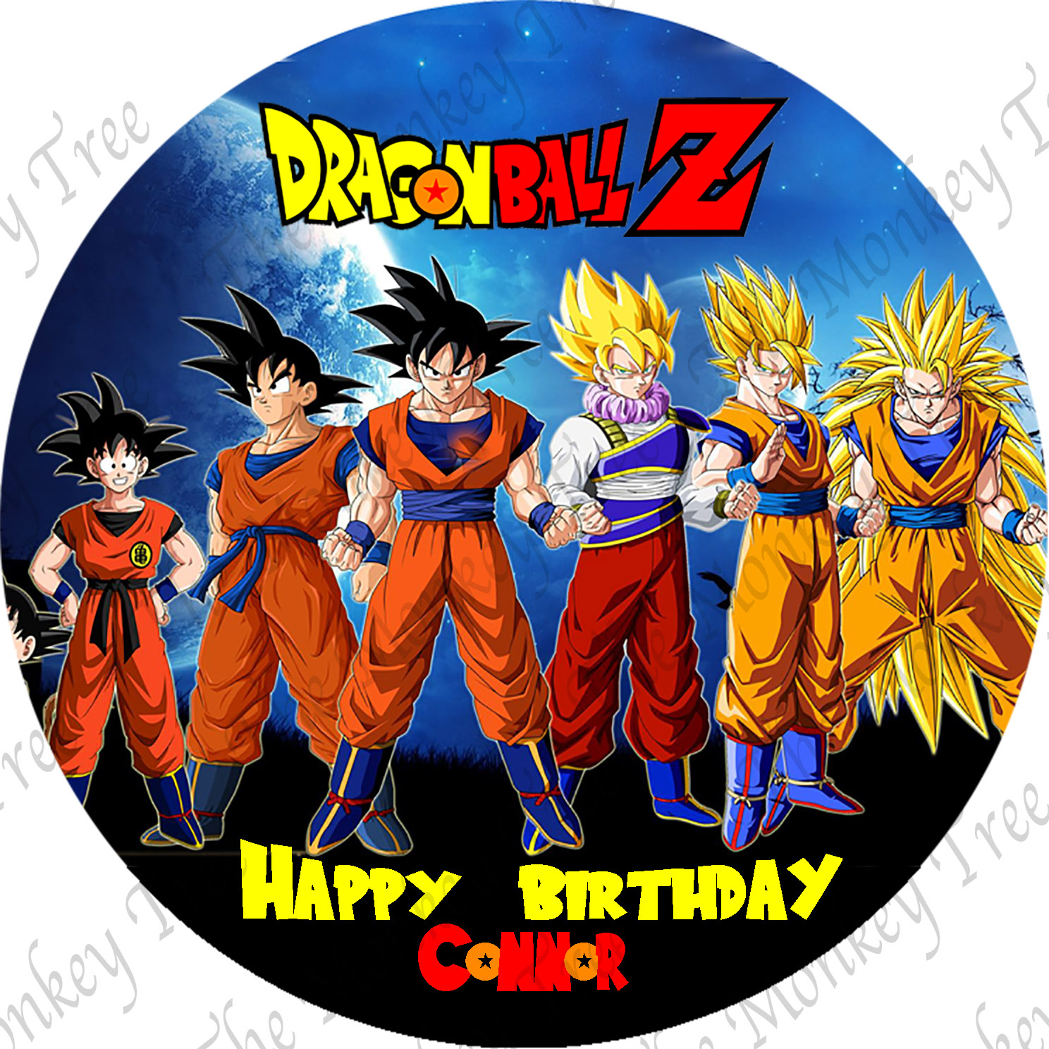 Dragon Ball Z Edible Cake Image Topper can be personalised! The
