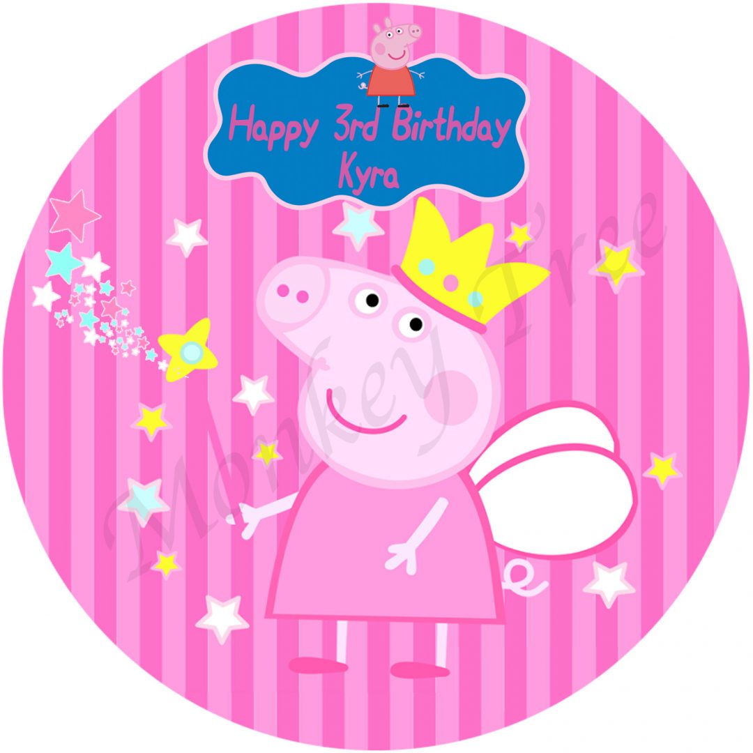 Peppa Pig Edible Cake Image 20cm dia 3 - can be personalised! - The ...